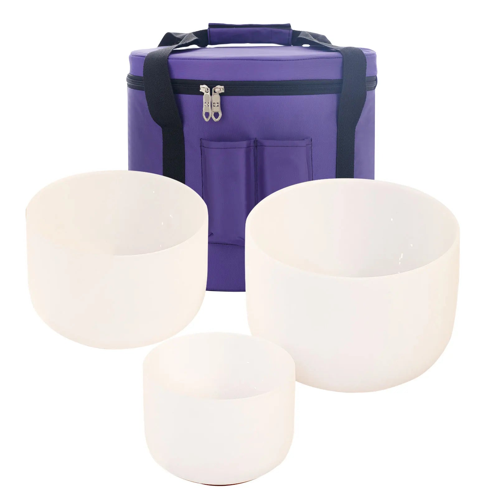KVKA Frosted White Crystal Singing Bowl Set with Free Carrying Bag