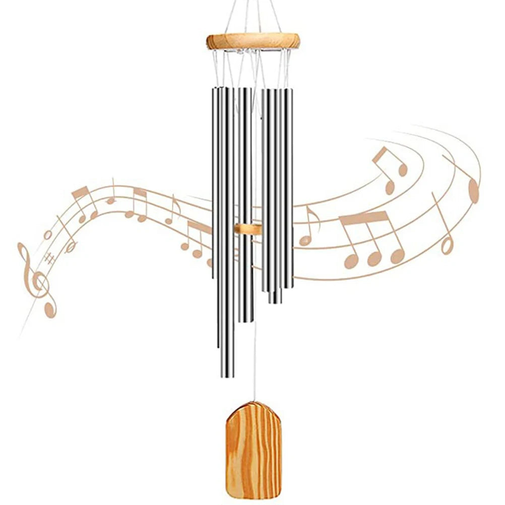 Outdoor Wooden Wind Chime with 6 Tubes