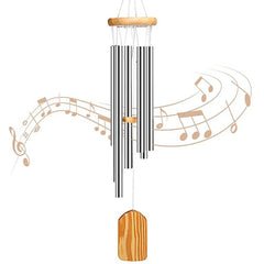 Outdoor Wooden Wind Chime with 6 Tubes
