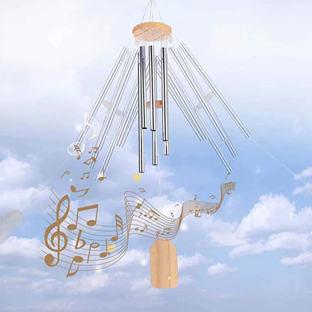 Outdoor Wooden Wind Chime with 6 Tubes