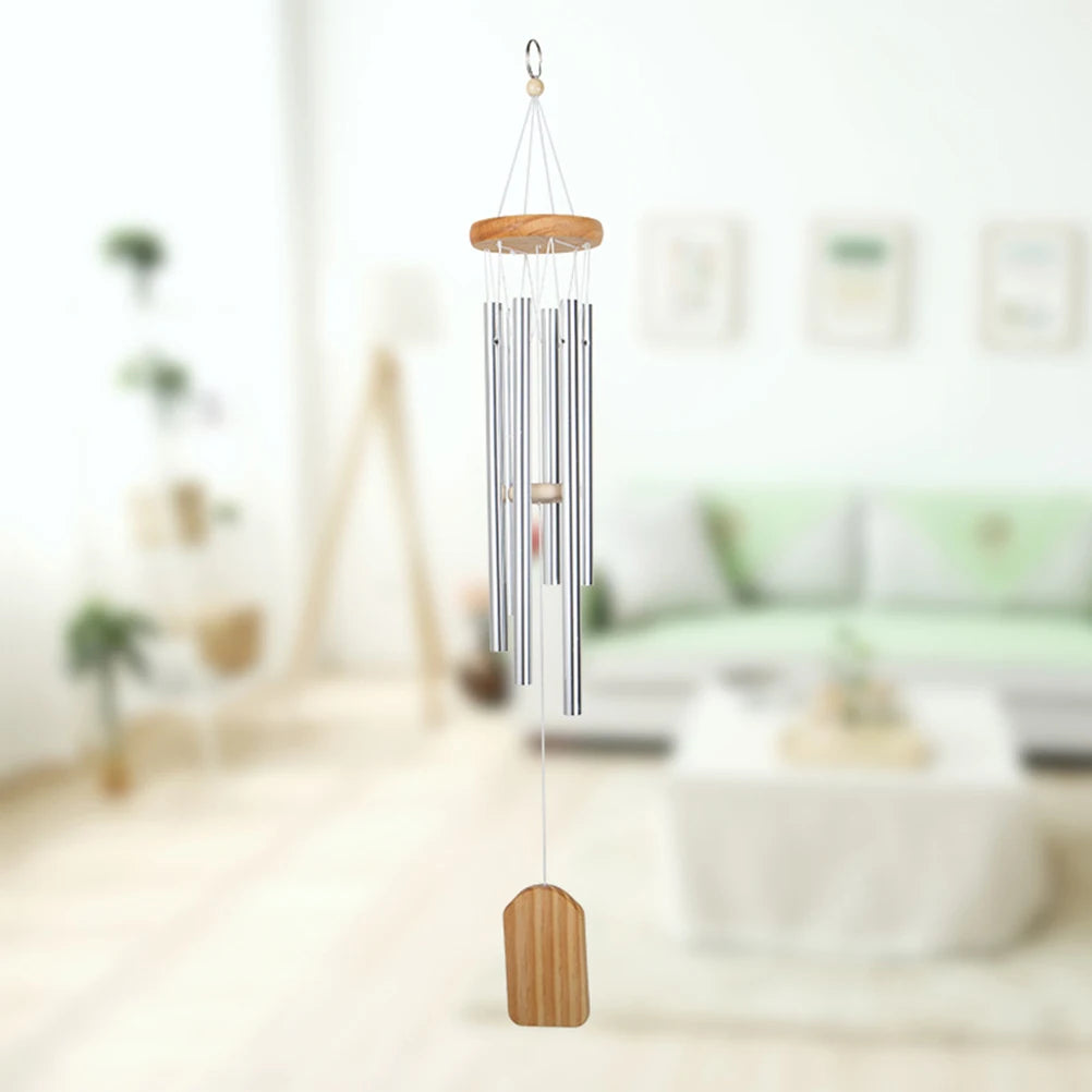 Outdoor Wooden Wind Chime with 6 Tubes