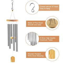Outdoor Wooden Wind Chime with 6 Tubes